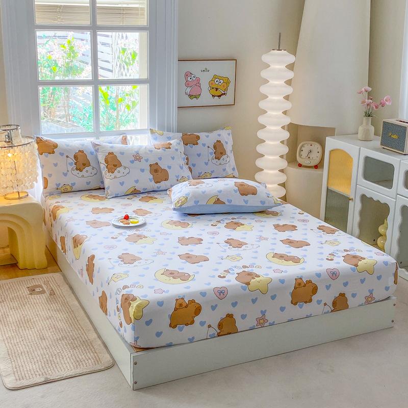 2026 Cartoon Fitted Bed Sheet - Four Seasons, Non-slip Dormitory Mattress Cover