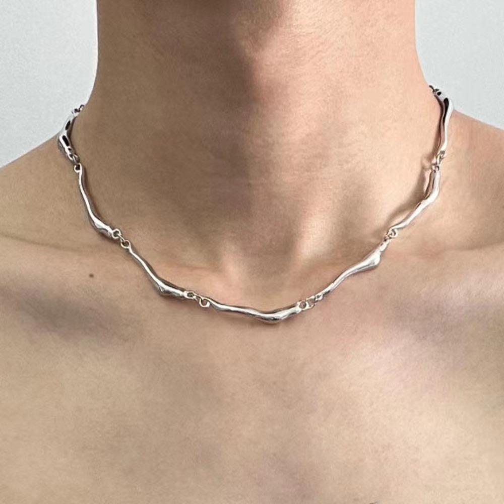 New Personality Trendy Irregular Wavy Chain Warp Necklace for Men Punk Style Stainless Steel Hip Hop Rock Collar Jewelry Gift