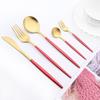 30-piece Black Handle Gold Cutlery Set Matte Finish Dinnerware Set Stainless Steel Knife Fork Spoons Kitchen Utensils Complete