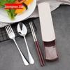 Jindaqiangren Student Travel Cutlery Set: Stainless Steel Spoon, Chopsticks & Fork Combo