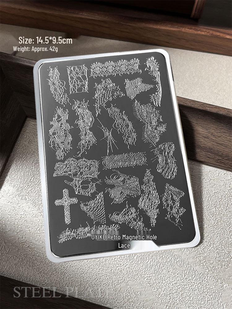Nail Art Stamping Plates - Star, Polka Dot, Lines, Grid Lace Textures
