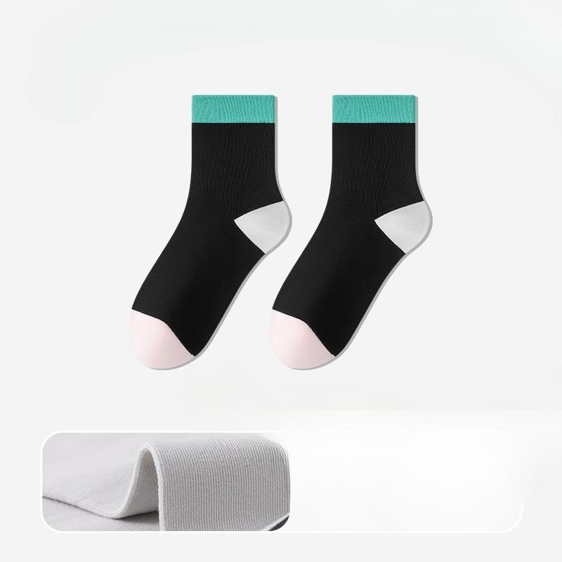 Women's Autumn and Winter Warm Simple Leisure Match Color Sweat Absorption Breathable Antibacterial Tube Cotton Socks