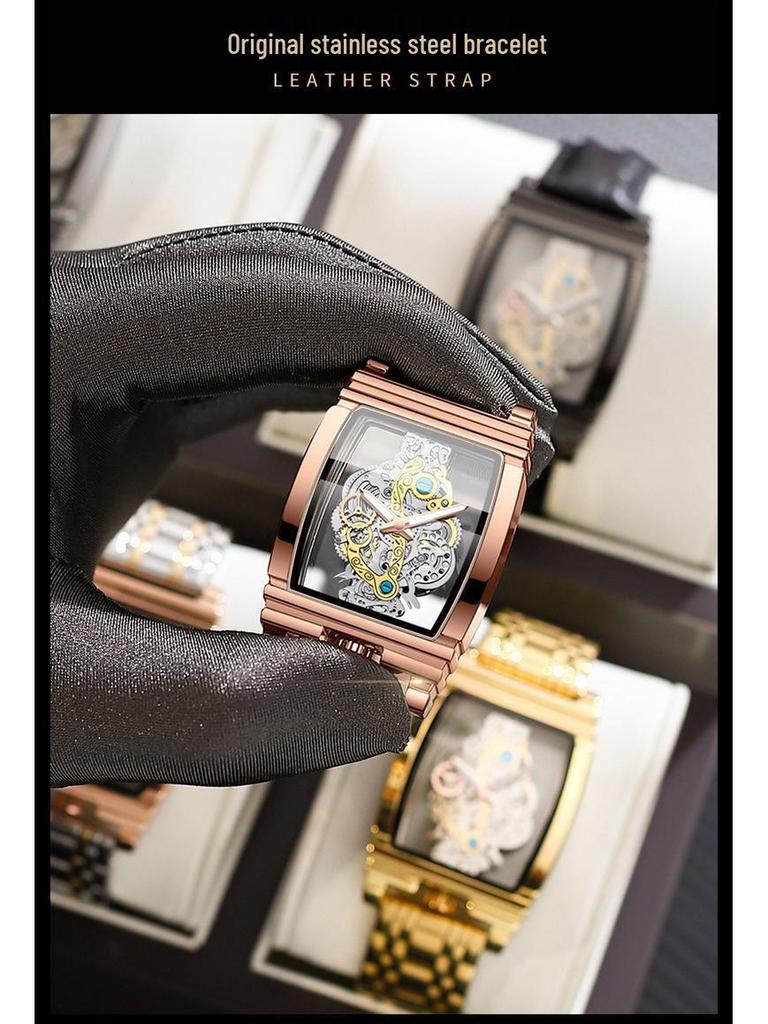 Men's Fashion Tourbillon Genuine Leather Motorcycle Watch - Waterproof & Luminous