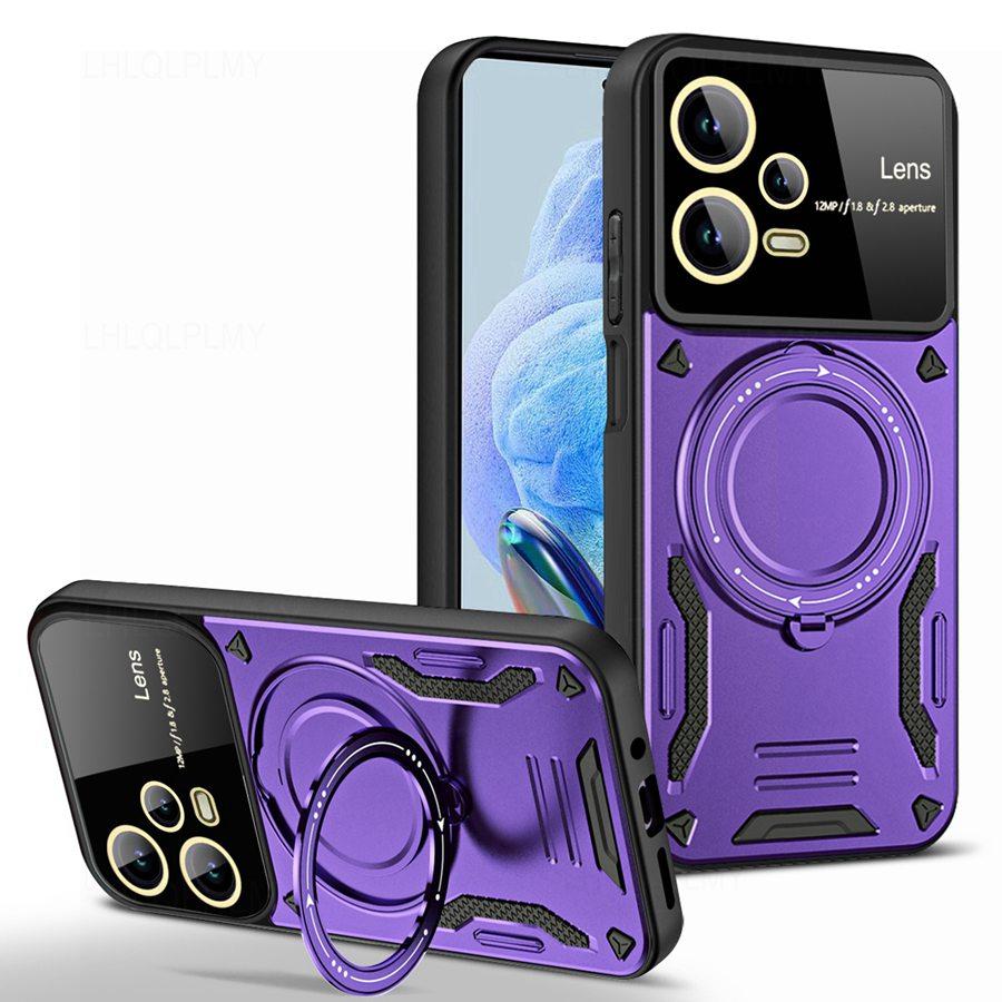 Rotating Bracket Big Lens Protection Cover For Xiaomi Redmi Note 14 10 11 12 13 Pro 5G 15 13T 15T 14T Poco F8 M8 X8 C85 X7 C75 14C 13C 15C Armor Case