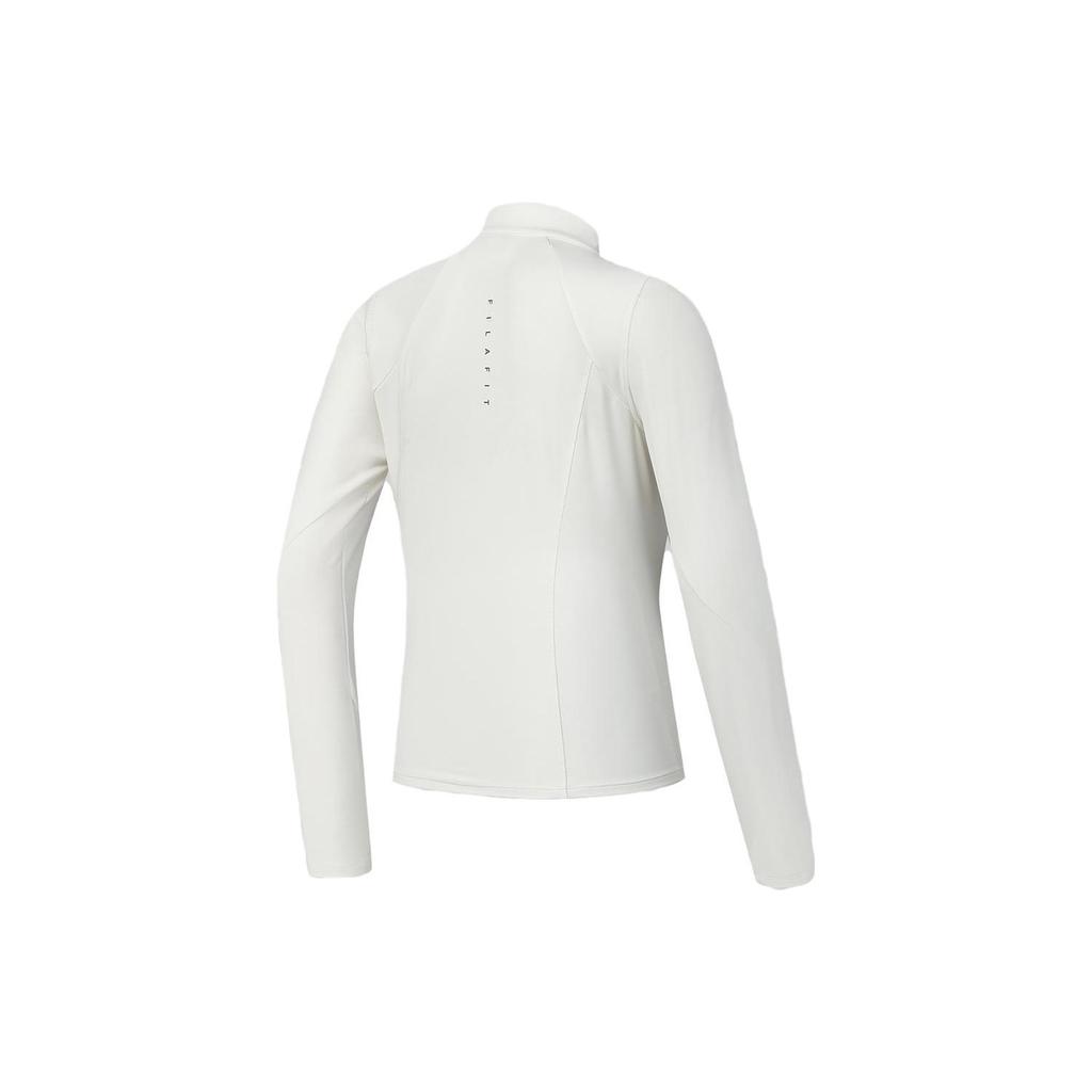 FILA Solid Color Stand Collar Fitness Slim Fit Long Sleeve T-Shirt Women Tops White A11W411214F-WT
