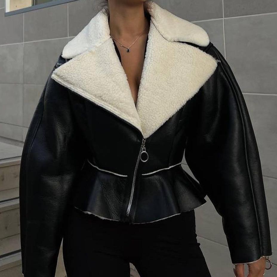 Moda Femei Toamnă și Iarnă Nouă cardigan cu rever de pluș Manton cald