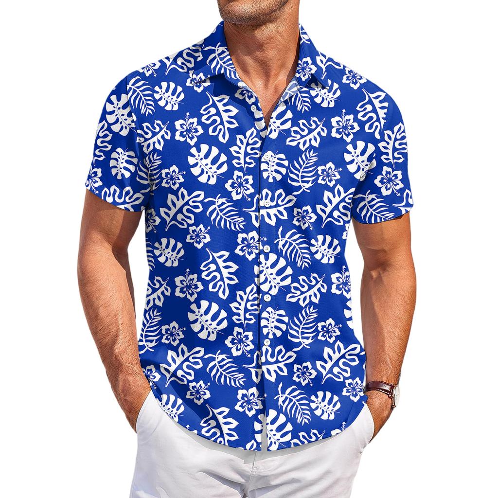 Męska codzienna koszula z krótkim rękawem z nadrukiem