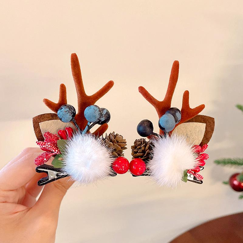Christmas Antler Hair Clips for Girls - Holiday Party Hair Accessories for Children