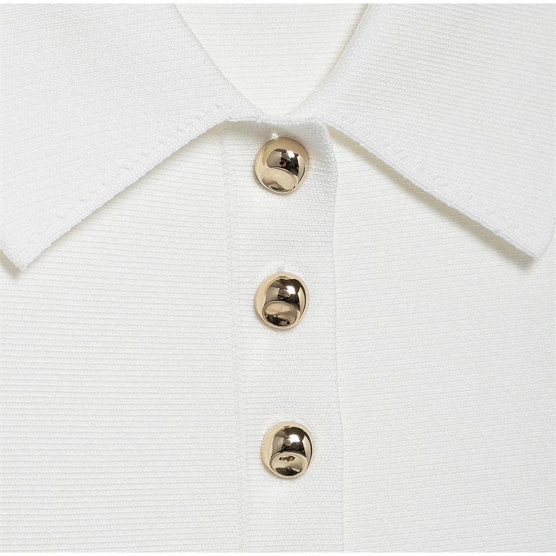 Women's Fashion Knitting Tops White Turn-Down Collar Long Sleeves Single-Breasted Cardigans Female 2025 Spring New Elegant Top