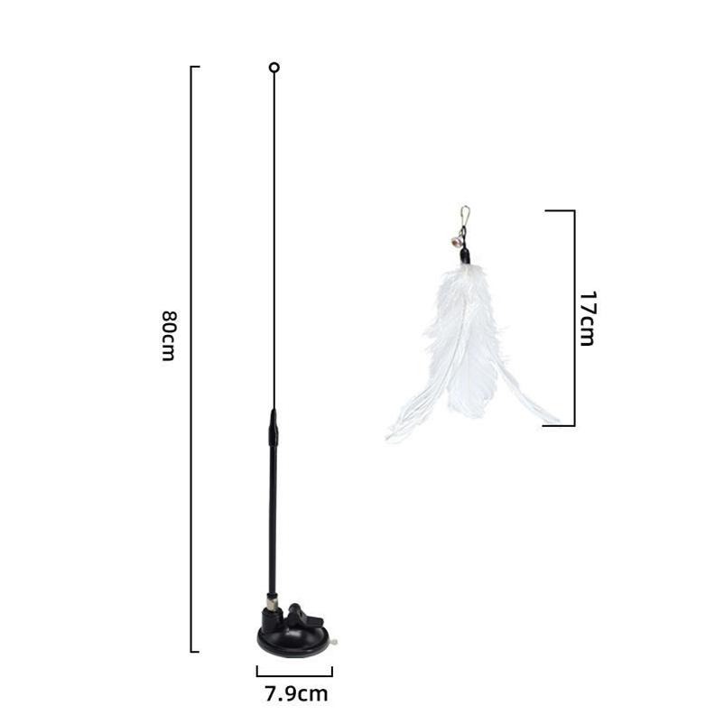 New Strong Suction Cup Cat Teaser with Bell Long Rod Detachable Cat Self-entertainment Toy