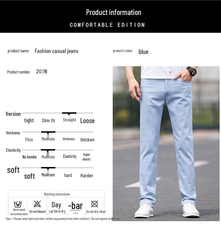 Men's Slim Fit Korean Style Straight Leg Jeans - 2026 Casual Youth Long Pants