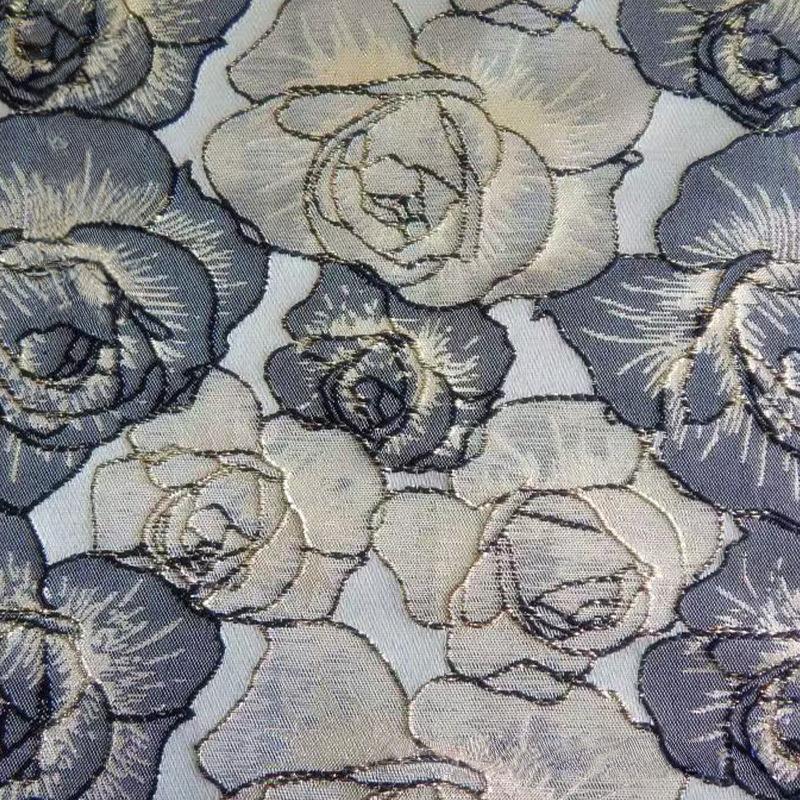 

5 Colors Yarn-dyed Gold Silk Rose Jacquard Fabric Embossed Retro Fabric for Dress Jacket,Bags, A5 A6 Book Covers Making Material 100x150cm