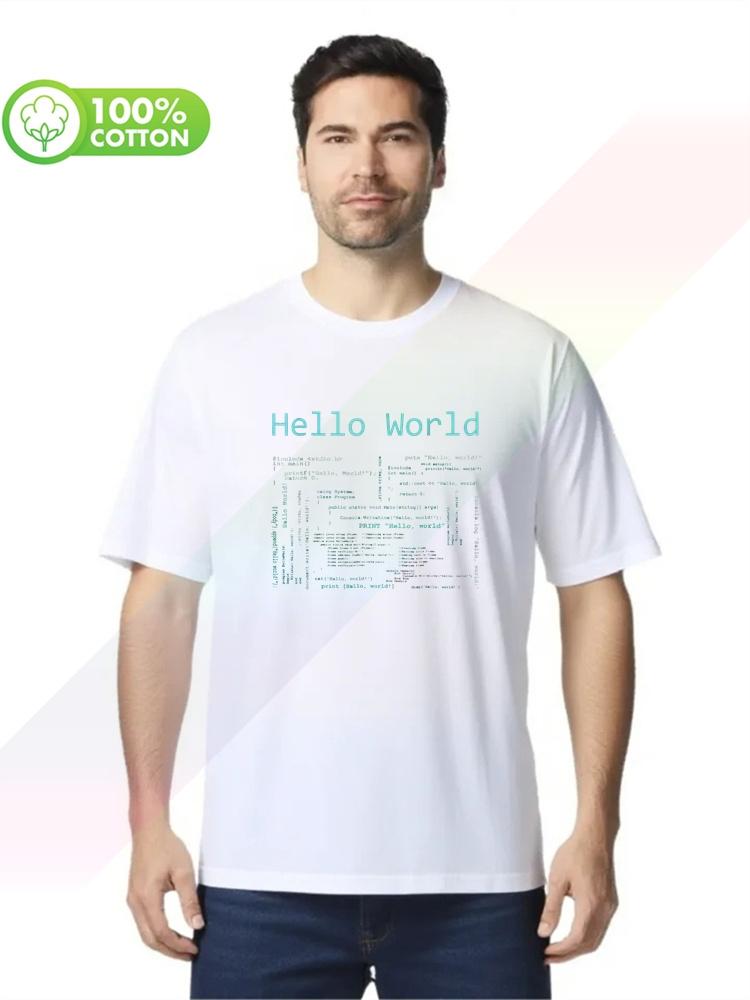 100 Cotton Round Neck Heavy Weight Unisexs Tshirt Brand Unisex Shirt Hello World Computer Programming Languages S3XL Tops Tees