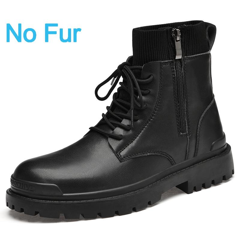 

Мужские кожаные ботинки 2024 года Зимние на толстой подошве Уличные Водонепроницаемые на шнуровке Мужские ботинки Удобные Теплые Мотоциклетные ботинки 48