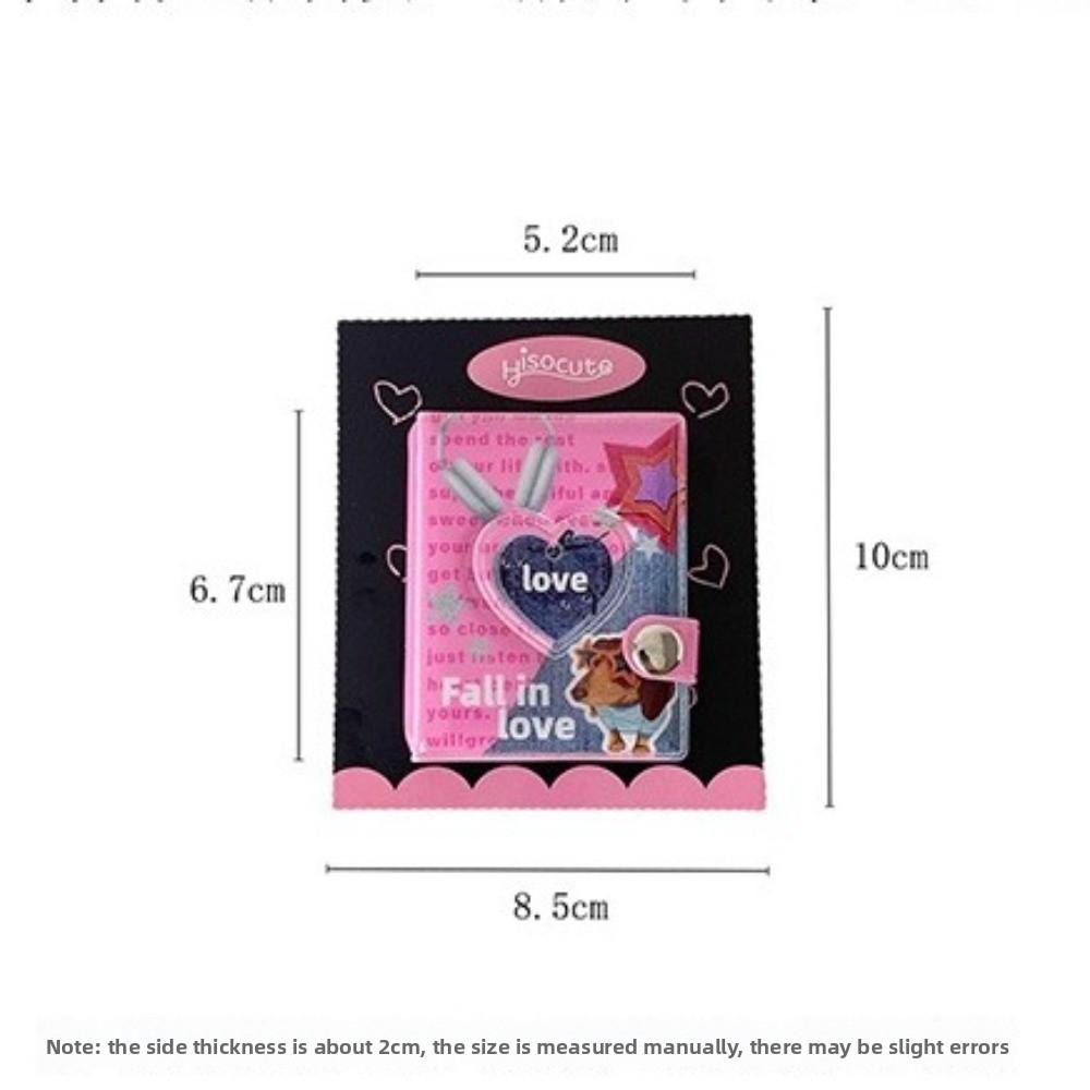 Y2K ID Photo Holder Snap Closure Card Storage Album Portable Mini Photo Album