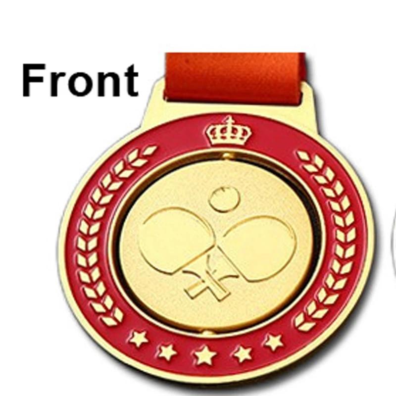 

Индивидуальная вращающаяся медаль для марафона по настольному теннису, тхэквондо, танцев, плавания, велосипедного спорта, металлическая золотая, серебряная, бронзовая, 2 шт. 2Pc