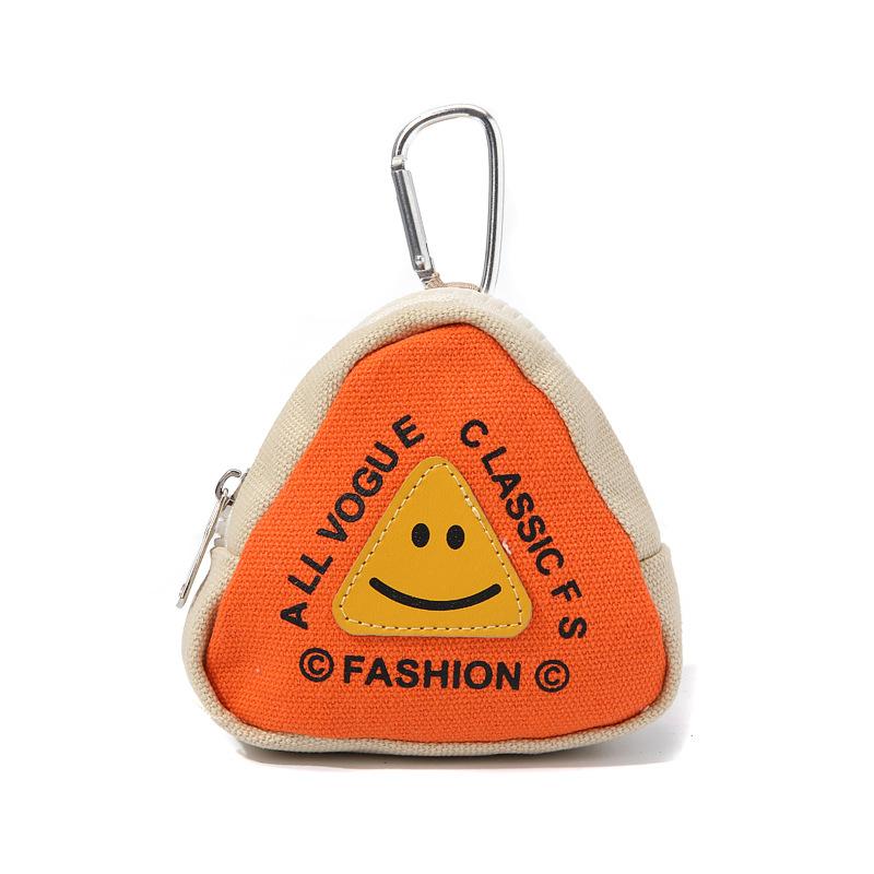 

Fashion Triangle Canvas Coin Purse Women With Keychain Key Case Mini Zip Wallet Headphones Storage Bag Men Change Purse помаранчевий