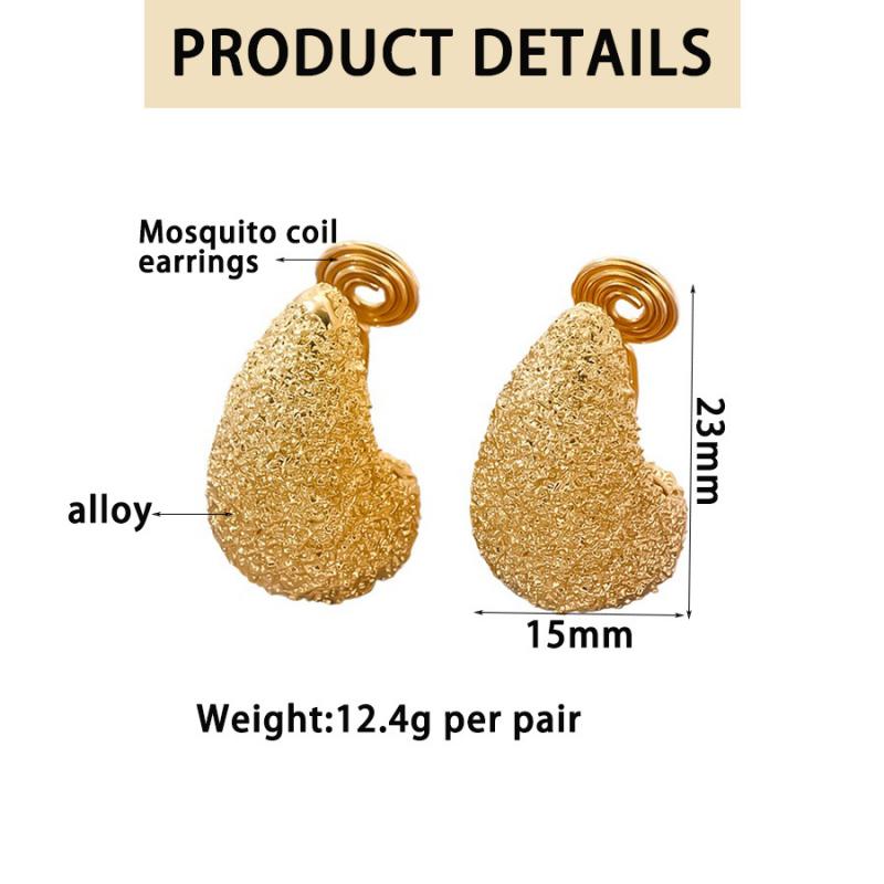 Vintage Matte Particles Water Drop Ear Cuff Earring for Women Simple Irregular Hollow Stud Earrings Jewelry for Party Gift