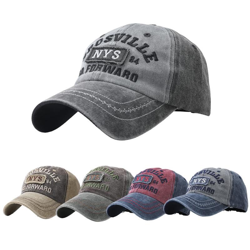 Letter embroidered baseball cap men and women retro versatile outdoor washed cotton cap fishing sun protection cap