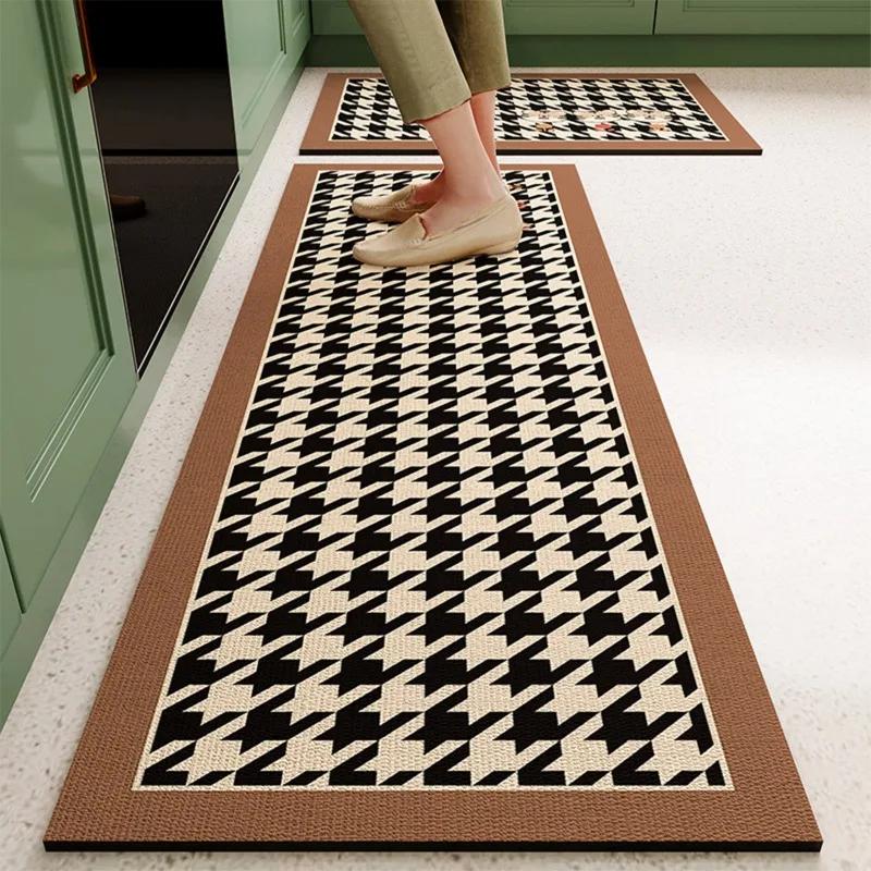 Waterproof PVC Kitchen Mat Long Non-slip Oil-Proof Floor Mats for Home Decoration Durable Easy Clean