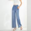 Damen Jeans mit hoher Taille, schmaler weiter Beinöffnung, knöchellang, dünn, Sommer, locker, gerade geschnitten, große Größen, Denim-Hose