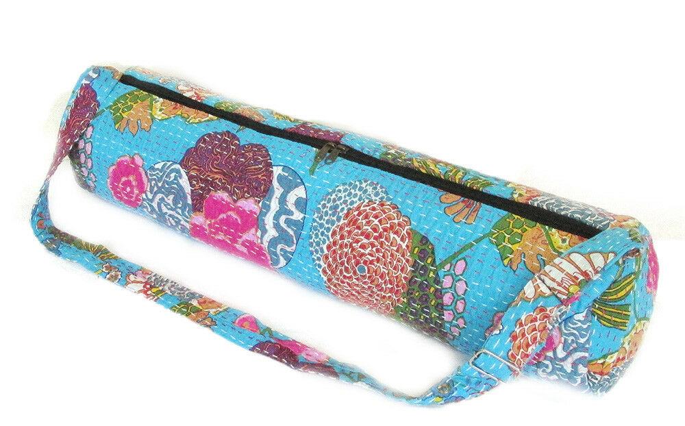Kantha Yoga mat Bag, Pilates Bag, Fitness Exercise Gym Bag, Cotton Yoga Mat Bag