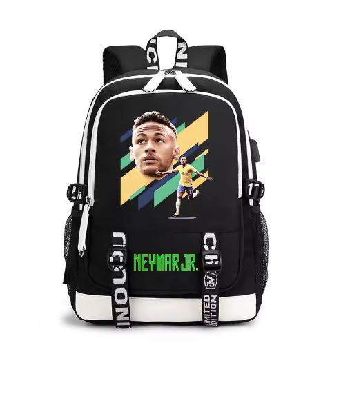 Neymar Neymar Football Print Student Bag Usb Backpack Leisure Outdoor Travel Bag