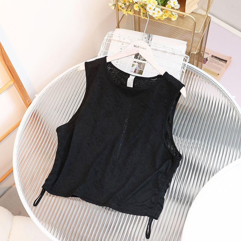 

Big Brand Lu ~ Super Value Summer Yoga Clothes Blouse Fancy Sleeveless Burnt out Quick-Drying Breathable Exercise Vest Women Black S (can be worn within 50.00kg)