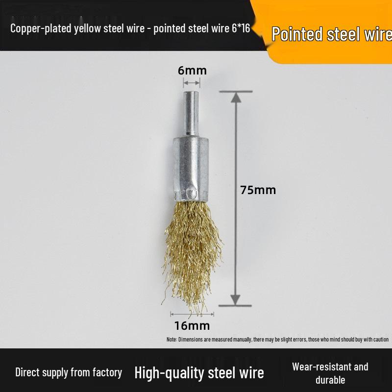 T-Shaped Electric Wire Brush with Handle for Rust Removal and Metal Cleaning - 6mm Handle