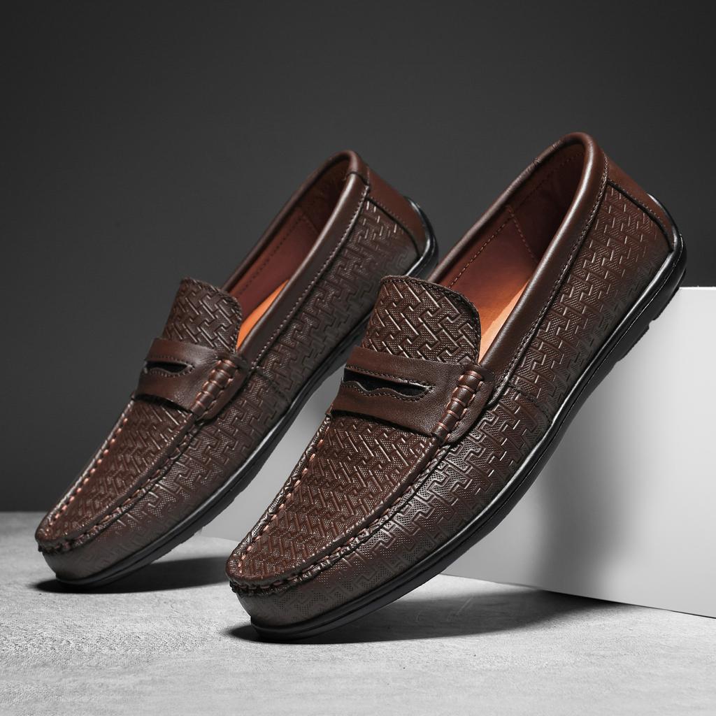 Pravá kůže Vrchní vrstva Hovězí kůže Mokasíny Gommino Boty pro řidiče Britská ležérní Pánská kožená obuv