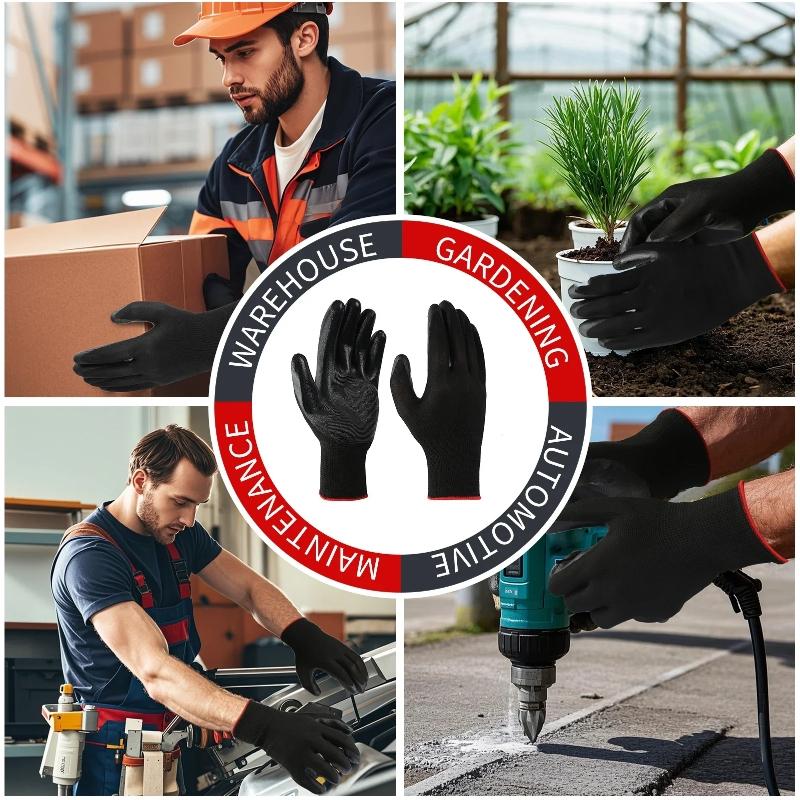 Safety Work Gloves with Grip PU Coating 13Gauge Seamless Knit Safety Gloves with Polyurethane Dipped for Men Mechanic Warehouse