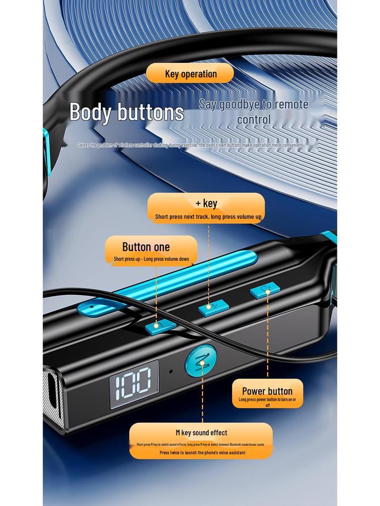 Supreme Edition Neckband Wireless Bluetooth Earphones with Xiaodu APP Voice Control and Power Display, Ideal for Sports and Running