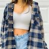 Women's Shirt Casual Plaid Cardigan  And Winter Long-Sleeved Jacket