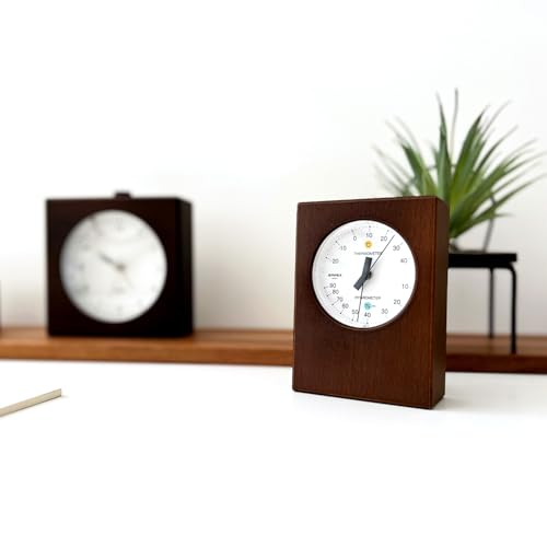 KATOMOKU Termo-Higrômetro, Marrom, km-101BR, de Mesa/Montável na Parede, Madeira, Retangular, 11 x 8 x 3,3 cm