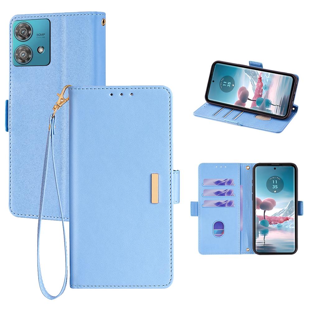 For Motorola Edge 40 Neo 5G Leather Wallet Case RFID Blocking Stand Cover with Hand Strap