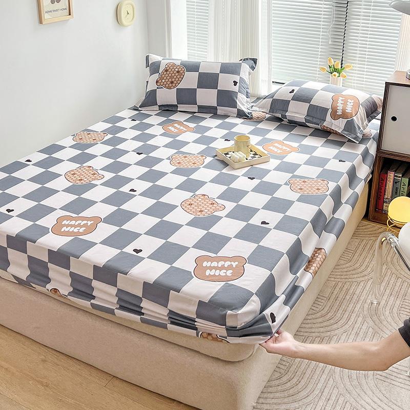 Single Double Bed 1pc Fitted Sheet Mattress Cover Super Soft Microfiber Bed Sheet (Without Pillowcase)