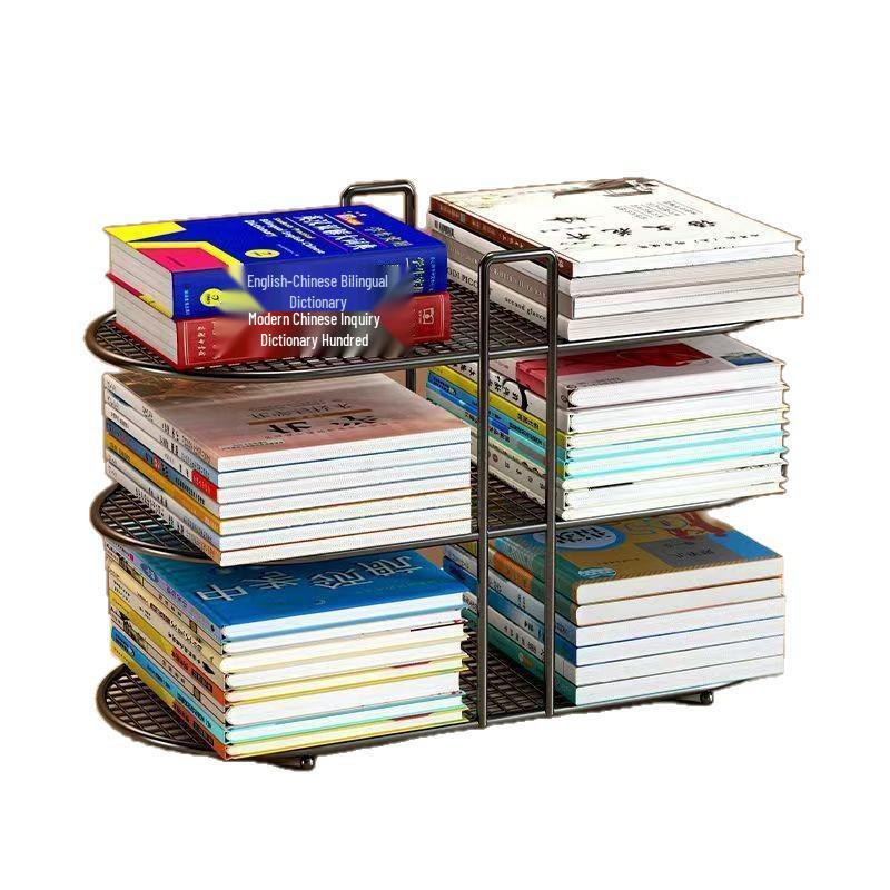 Simple Iron Art Desktop Bookshelf - Office & Student Organizer for Books & Magazines