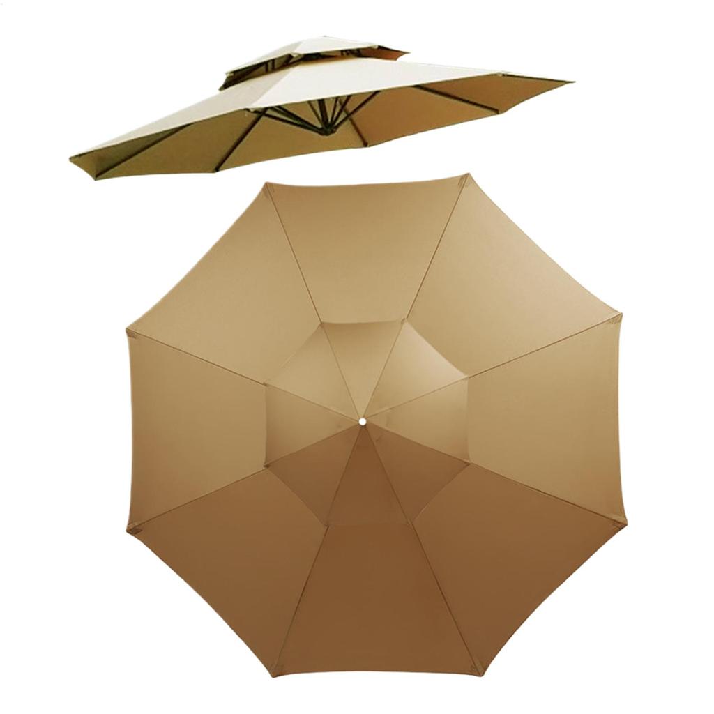 2-layer patio outdoor sunshade canopy replacement/ 8-rib sunshade canopy/ 8 Ribs Fabric Topper/ 8.8ft Parasol Canopy replacement