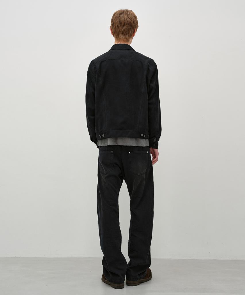 INSILENCE Faw Suede Trucker Jacket Black