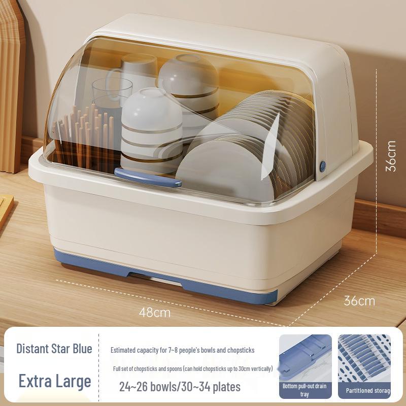Kitchen Cupboard Dish Rack with Lid and Utensil Holder