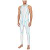Combinaison de bain brillante pour homme Fermeture éclair avant Sans manches Body Leggings Coutures plates Combinaison