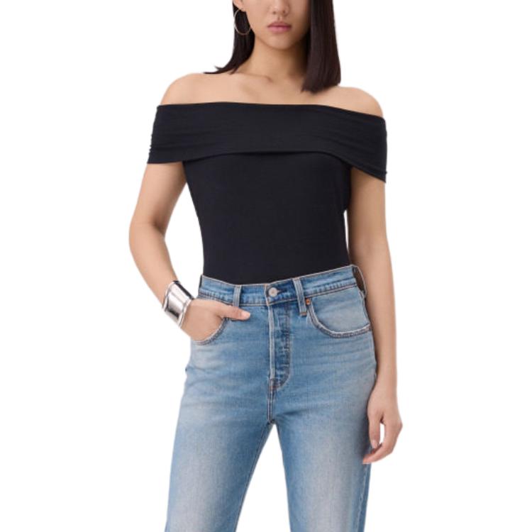 Женская облегающая футболка Levis с коротким рукавом, однотонная, с открытыми плечами, топ 005JB-0001 XS