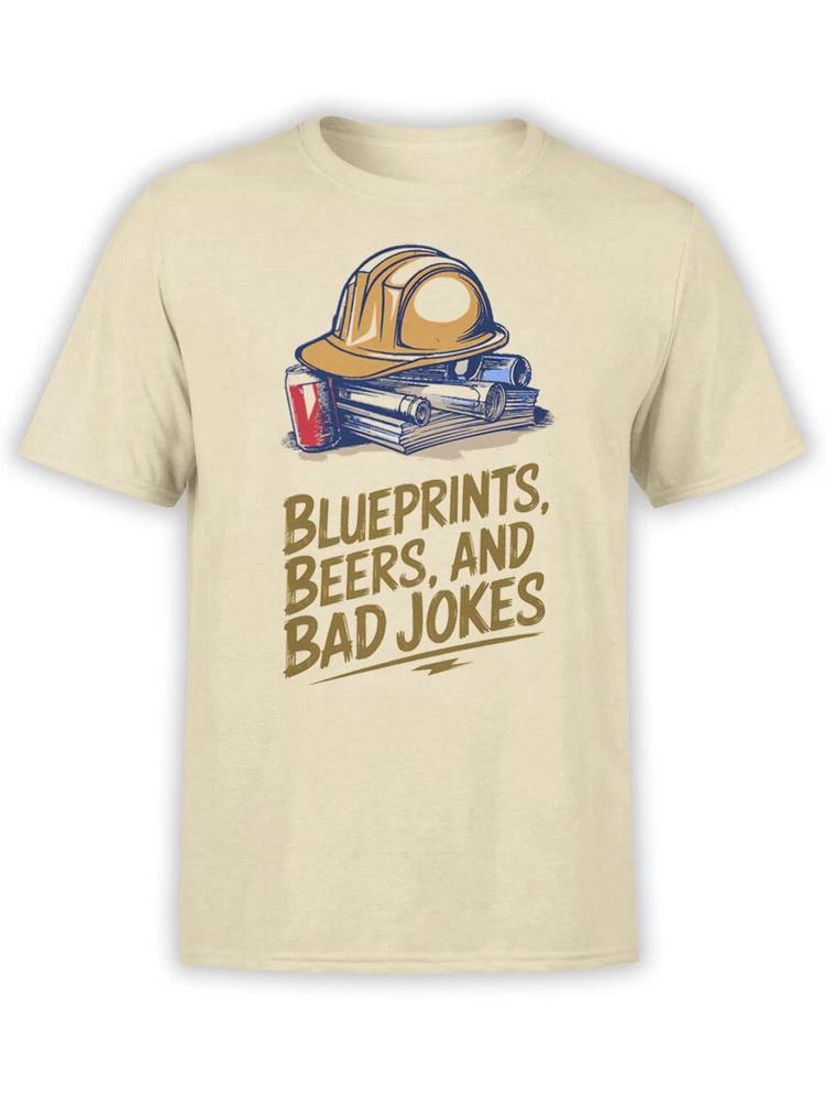 Builder Tshirt Collection Blueprints Beers Bad Jokes Shirt Unisex S