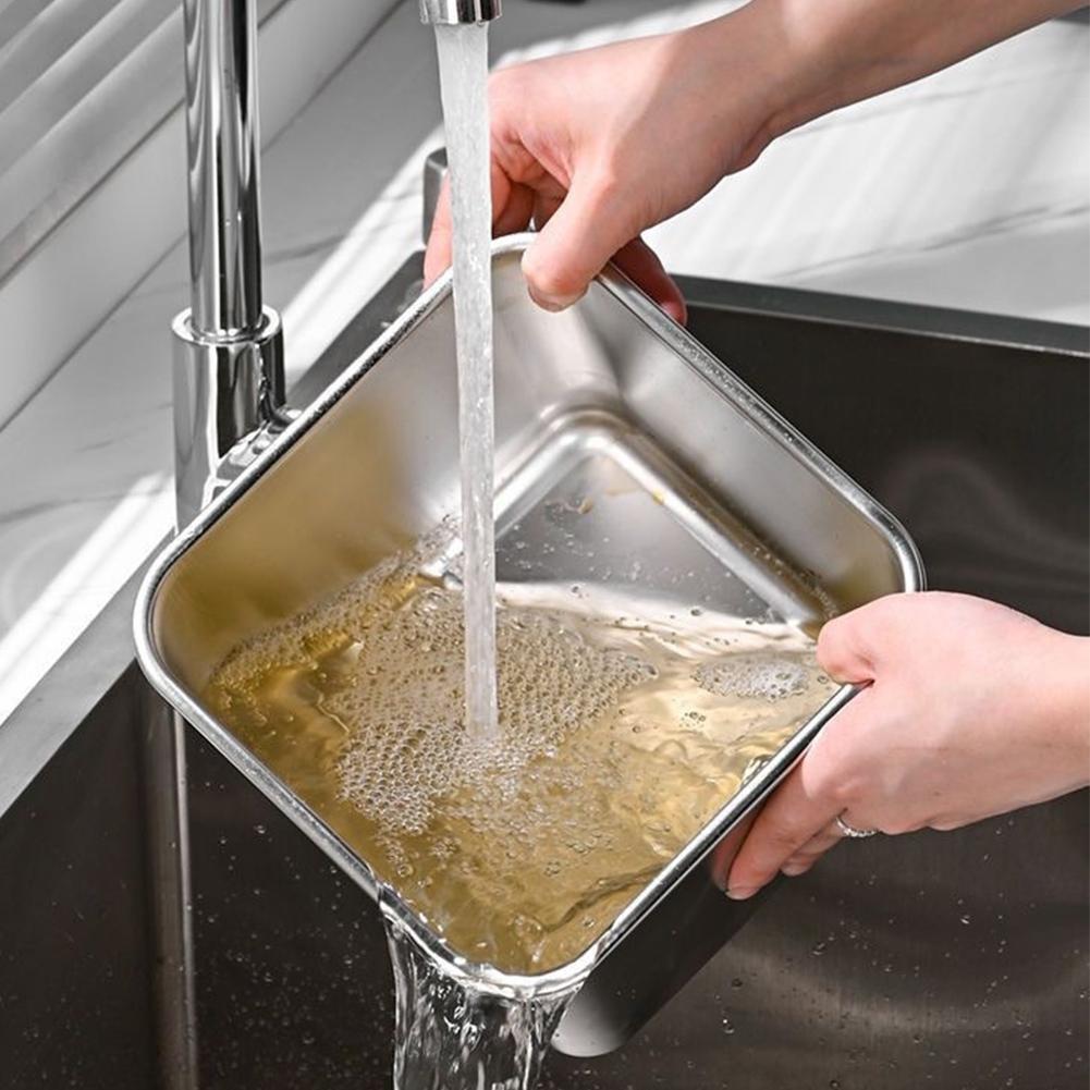 Square Basin Rectangle Tray Basin With Lid GN Pan Stainless Steel Food Pan Chafing Buffet Restaurant Milk Tea Shop Seasoning Box