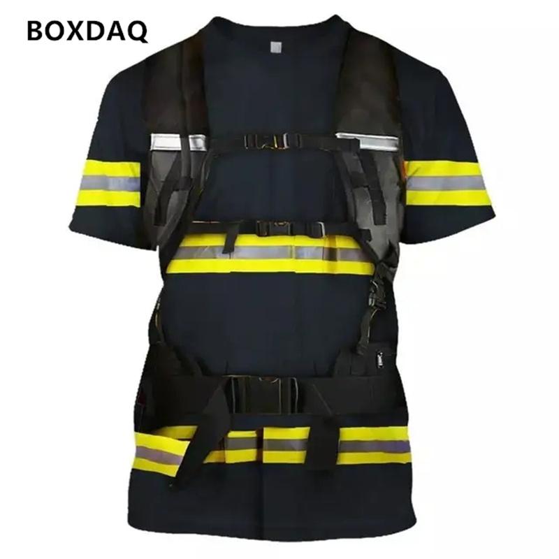 

Футболка с принтом пожарного на 3D-принте для мужчин, повседневная уличная одежда, летняя мода, футболка с круглым вырезом, короткий рукав, одежда для мальчиков, топы больших размеров 4XL