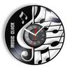 Musical Clock Music Score Notes Vinyl Record Wall Clock for Music Studio Treble Clef Album Longplay Craft Cutting Hanging Watch