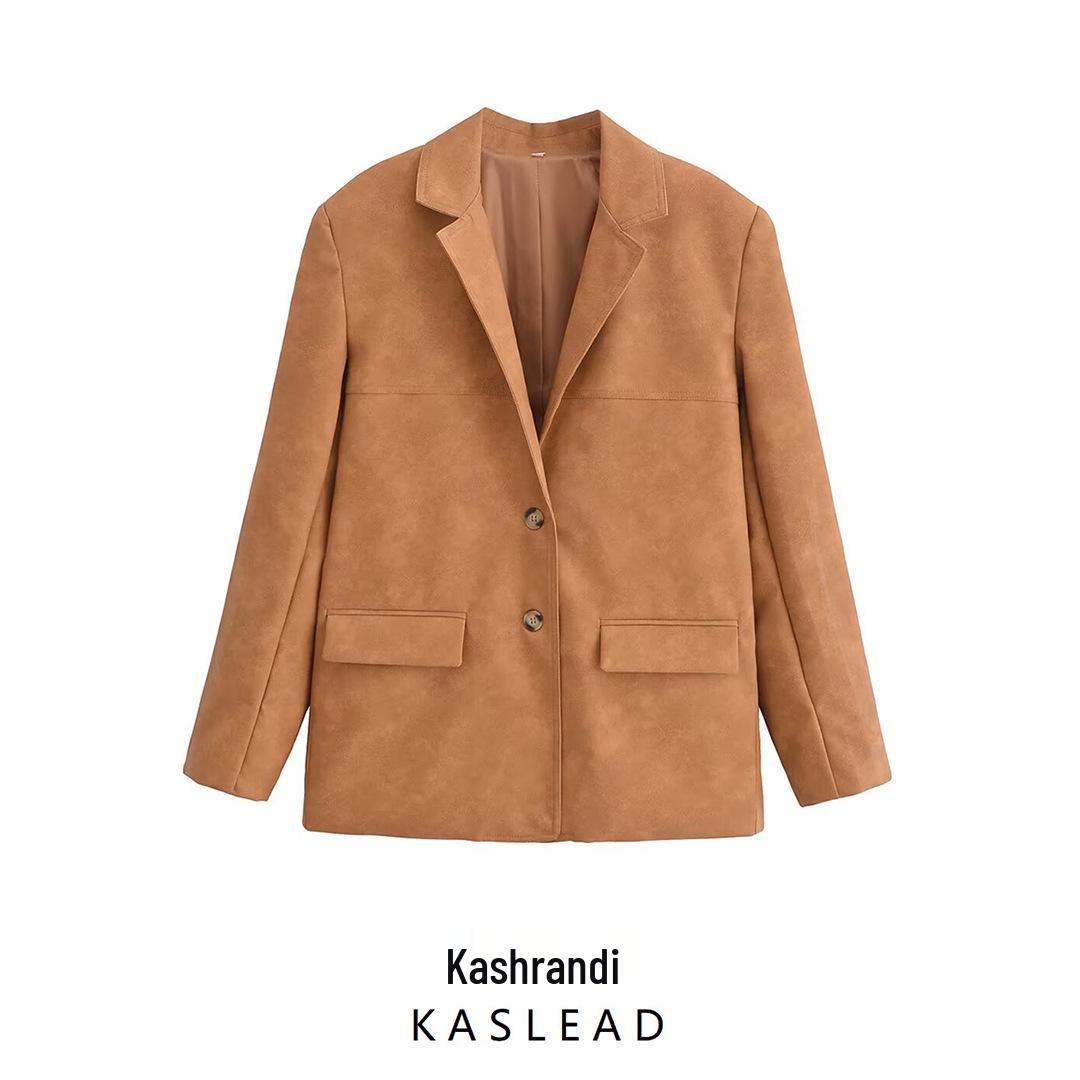 

2024 Осень Женский Европейский и Американский Стиль Универсальный Повседневный Костюм из Искусственной Кожи S