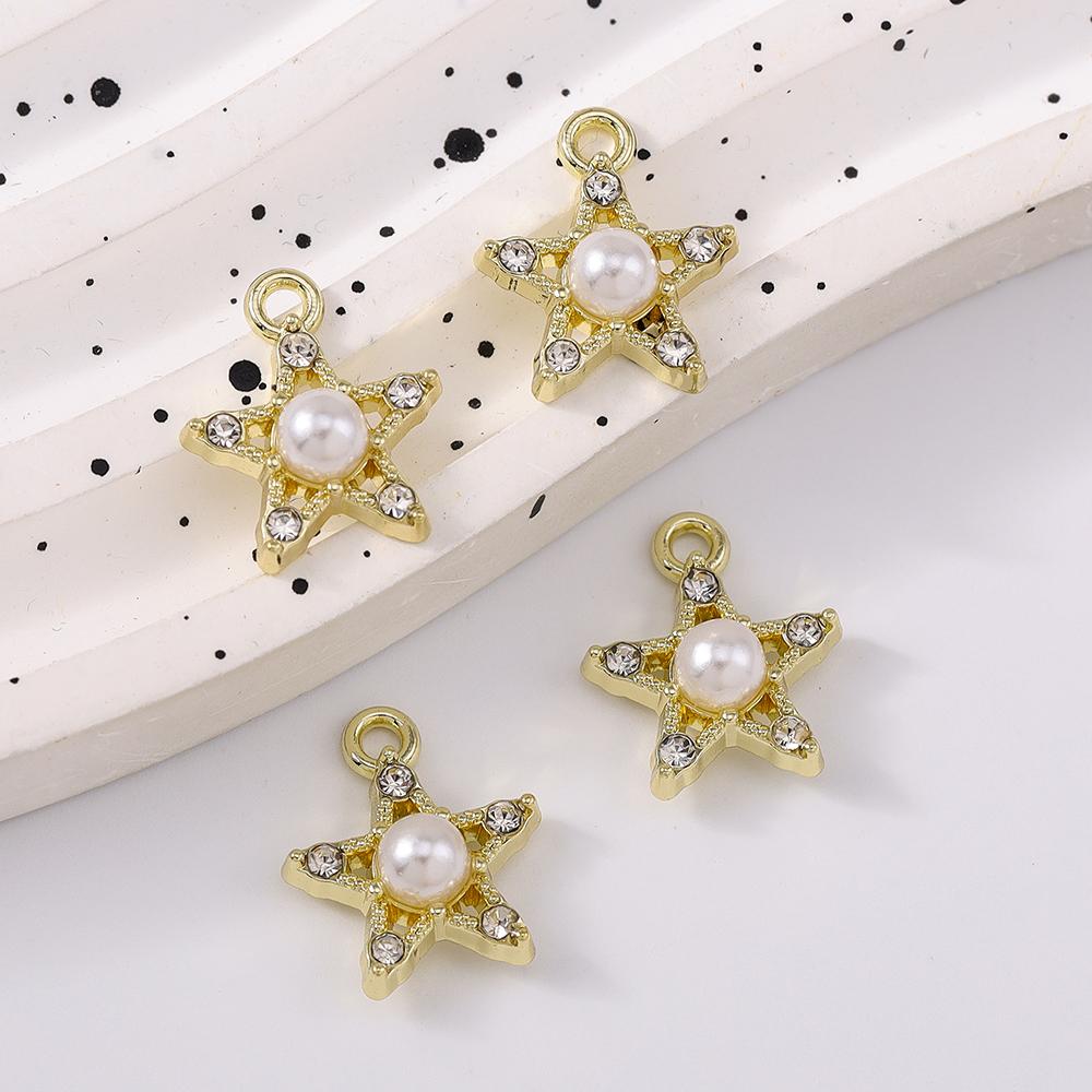 5pcs Delicate Crystal Pearl Star Pendants Charms for Jewelry Making Necklace Earrings DIY Bracelet Accessories