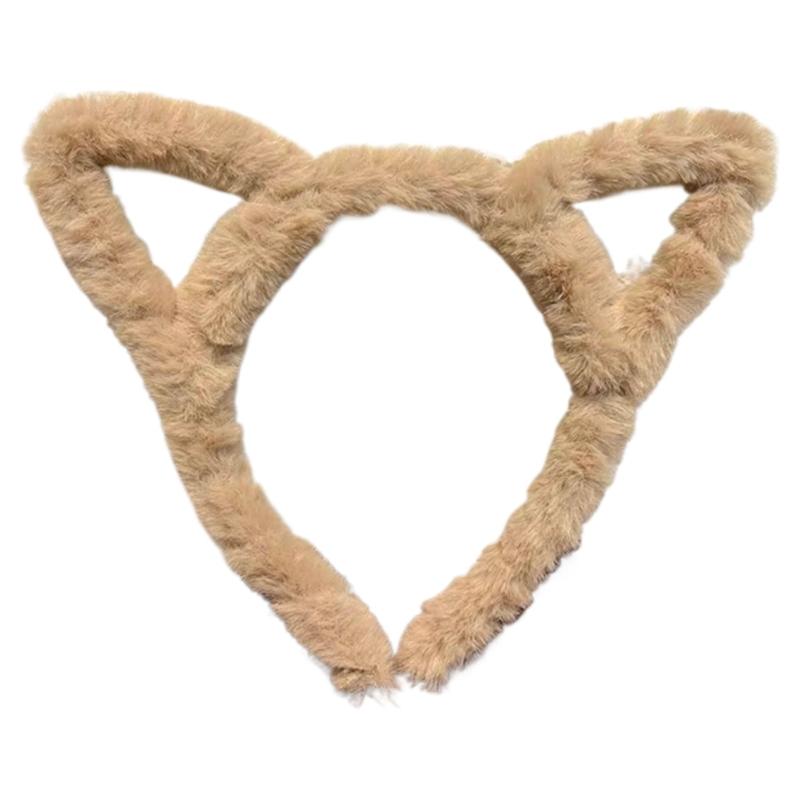 Hairband Kitten Ears Leopard Pattern Furry Plush for Halloween Cosplay Makeup Wash Face Stage Play Hair Hoop