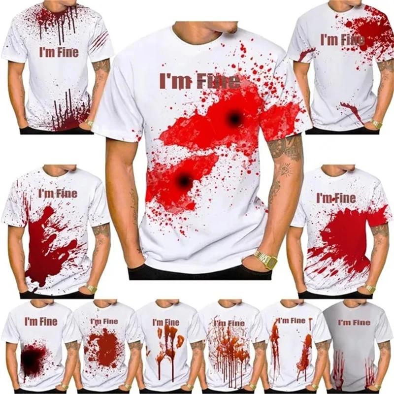 

The Latest Funny Halloween I m Fine 3D Printed T Shirt Summer Fashion Mens Unisex Casual Cool Hip Hop Goth Horror Bloody Tops M
